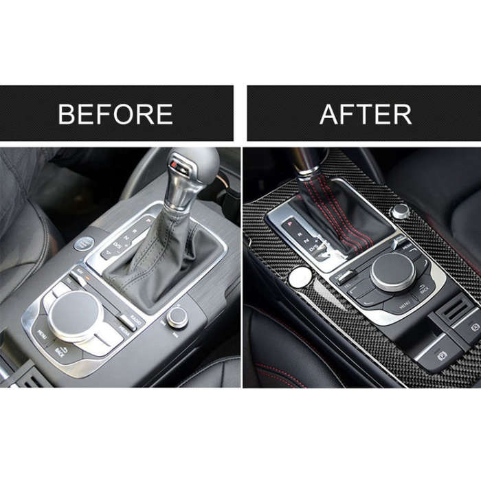 Car Carbon Fiber Gear Position Panel Decorative Sticker for Audi 2014-2017 A3, Left Drive