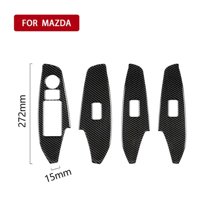 Car Carbon Fiber Left Drive Window Lift Panel Decorative Sticker for Mazda Axela 2014 / 2017-2018