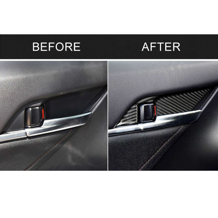 8 in 1 Car Carbon Fiber Door Inner Handle Wrist Panel Decorative Sticker for Toyota Eighth Genera...