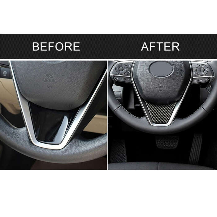 Car Carbon Fiber Steering Wheel Decorative Sticker for Toyota Eighth Generation Camry 2018-2019