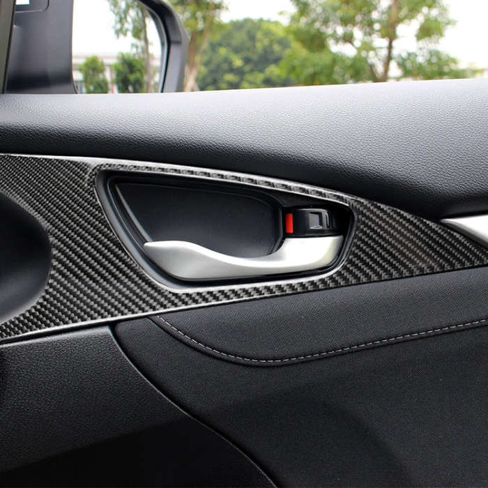 2 PCS Car Carbon Fiber Door Inner Handle Wrist Panel Decorative Sticker for Honda Tenth Generatio...