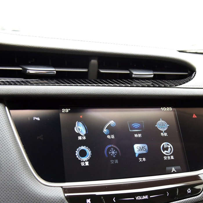 Car Carbon Fiber Middle Air Outlet Decorative Sticker for Cadillac XT5 2016-2017, Left Drive