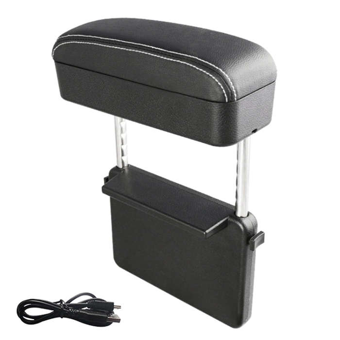 Universal Car Wireless Qi Standard Charger PU Leather Wrapped Armrest Box Cushion Car Armrest Box...