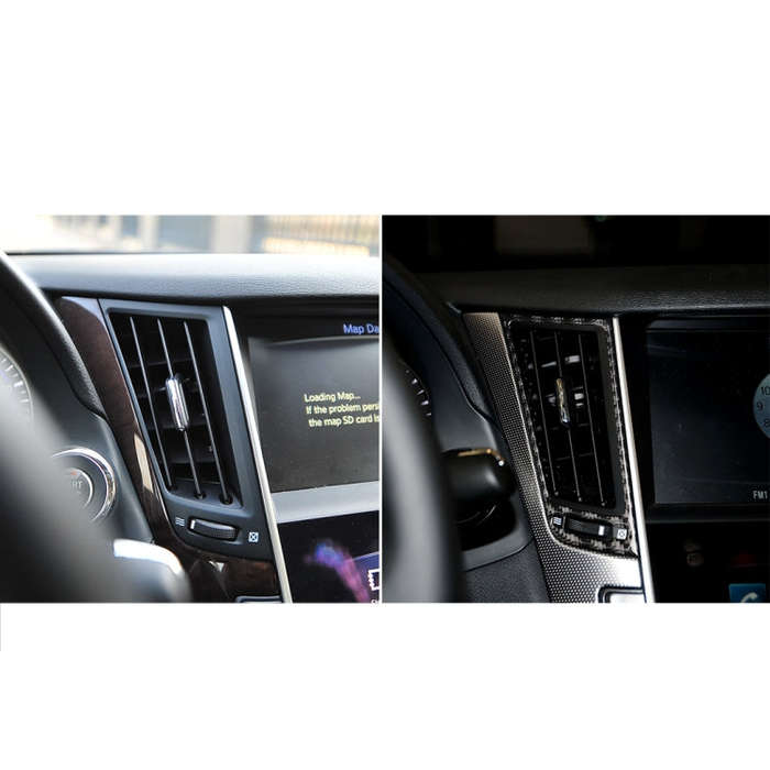 2 PCS Car Carbon Fiber Central Air Outlet Frame Decorative Sticker for Infiniti Q50 / Q60 2014-2020