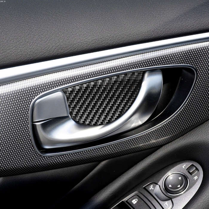 4 PCS Car Carbon Fiber Door Inner Handle Wrist Panel Decorative Sticker for Infiniti Q50 / Q60 20...