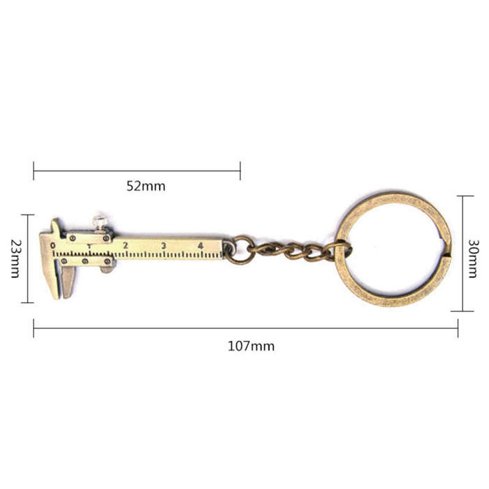 5 PCS Mini Vernier Caliper Keychain Key Rings (Bronze)