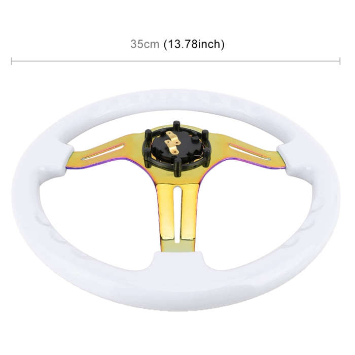 Car Colorful Modified Racing Sport Horn Button Steering Wheel, Diameter: 35cm(White)