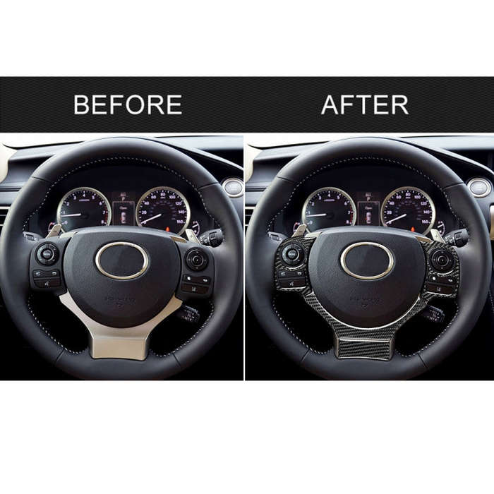 4 in 1 Car Carbon Fiber Steering Wheel Button Decorative Sticker for Lexus IS250 NX200 200t 300h,...