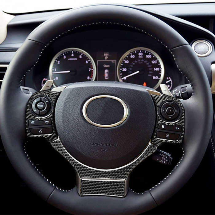 4 in 1 Car Carbon Fiber Steering Wheel Button Decorative Sticker for Lexus IS250 NX200 200t 300h,...