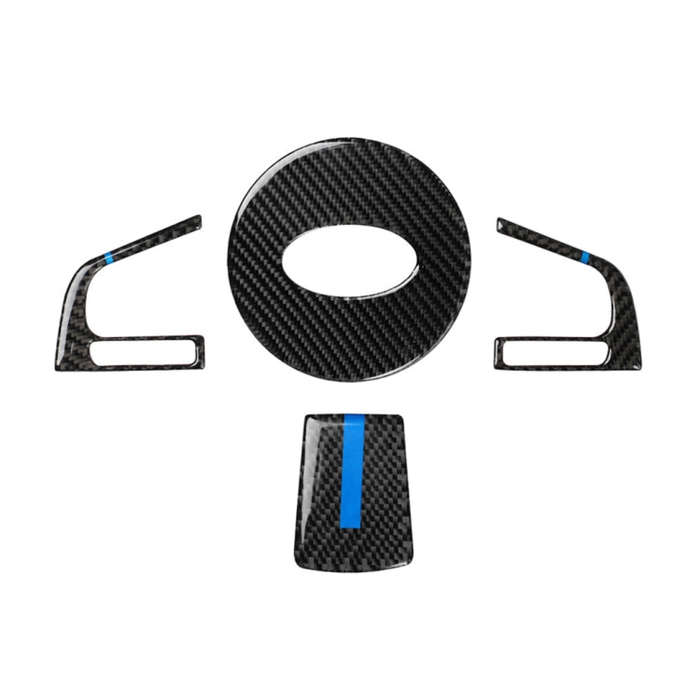 4 in 1 Car Carbon Fiber Blue Steering Wheel Button Decorative Sticker for Subaru Forester 2016-20...