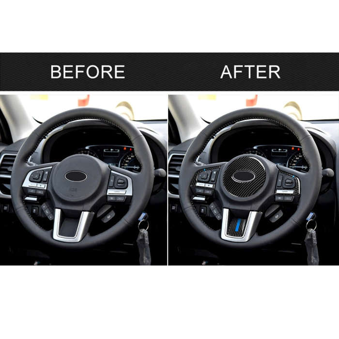4 in 1 Car Carbon Fiber Blue Steering Wheel Button Decorative Sticker for Subaru Forester 2016-20...