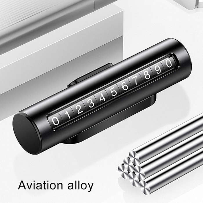 Car Metal Roller Creative Temporary Parking Card Parking Number Card (Black)