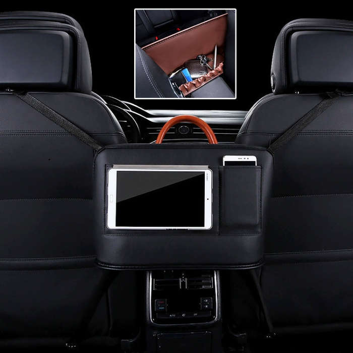 Car Front Seat Hanging Bag Mobile Phone Storage Bag (Black)