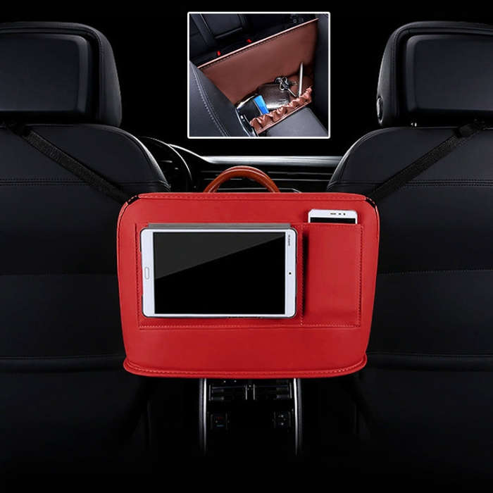 Car Front Seat Hanging Bag Mobile Phone Storage Bag (Red)