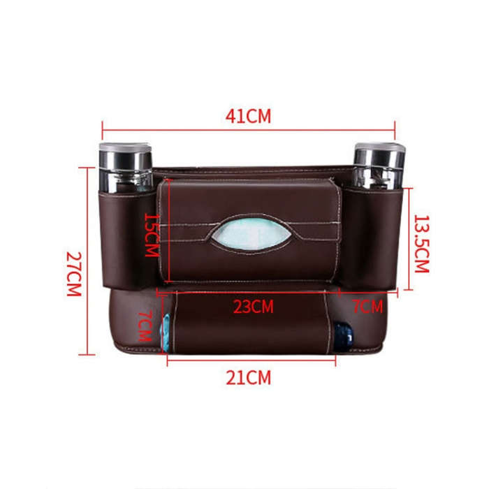 Car Front Seat Hanging Bag Paper Towel / Water Cup Storage Bag(Coffee)