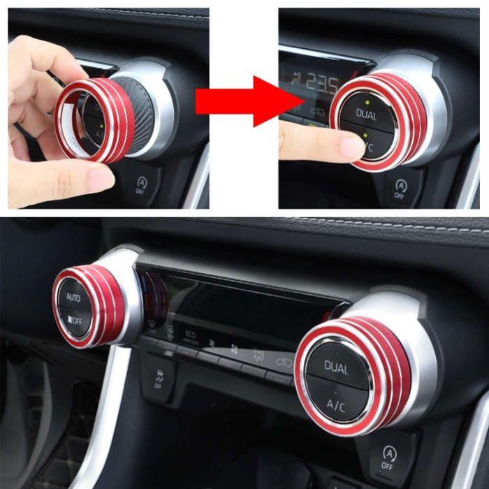 2 PCS Car Aluminum Alloy Air Conditioner Knob Case for Toyota RAV4 / Wildlander (Red)