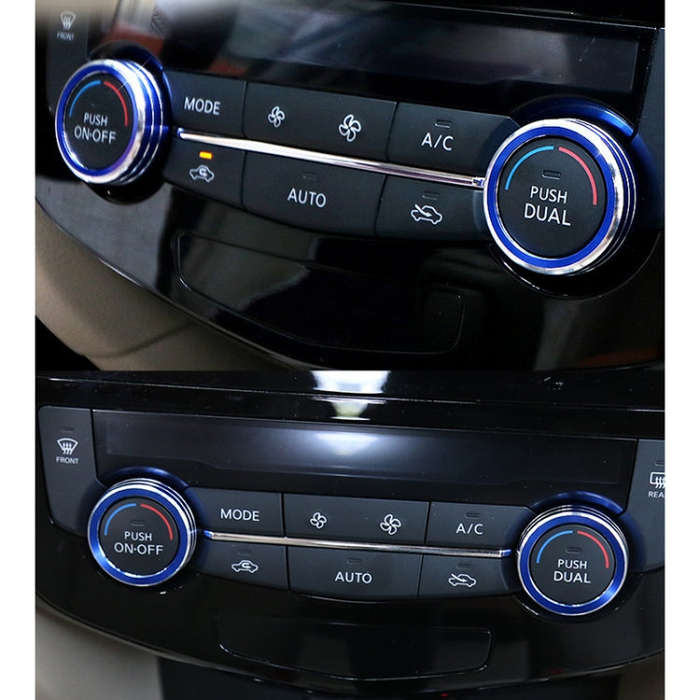 2 PCS Car Metal Air Conditioner Knob Case for Nissan X-TRAIL (Blue)
