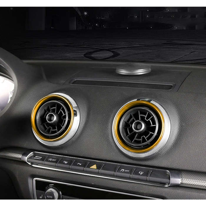 4 PCS Car Metal Air Outlet Decorative Outside Ring for Audi A3 / S3 / Q2L (Gold)