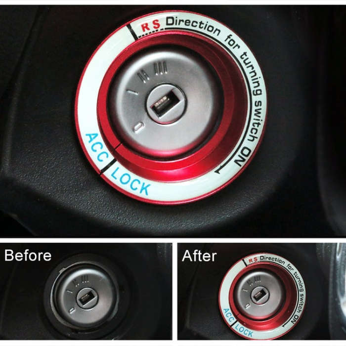 For Ford Fluorescent Aluminum Alloy Ignition Key Ring, Inside Diameter: 3.2cm (Red)