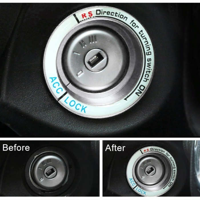 For Ford Fluorescent Aluminum Alloy Ignition Key Ring, Inside Diameter: 3.2cm (Silver)