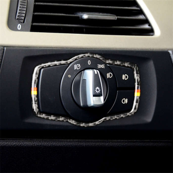 Yellow Red Color Carbon Fiber Car Headlight Switch Decorative Sticker for BMW E90 / E92 / E93 200...