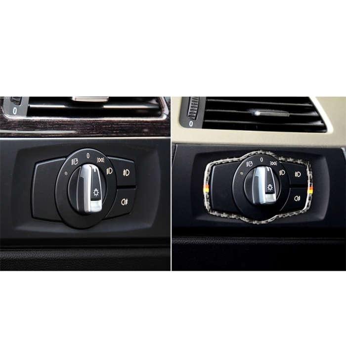 Yellow Red Color Carbon Fiber Car Headlight Switch Decorative Sticker for BMW E90 / E92 / E93 200...