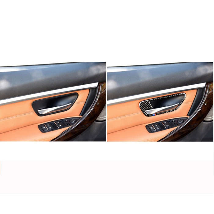 Three Color Carbon Fiber Car Door Bowl Decorative Sticker for BMW F30 2013-2018 / F34 2013-2017