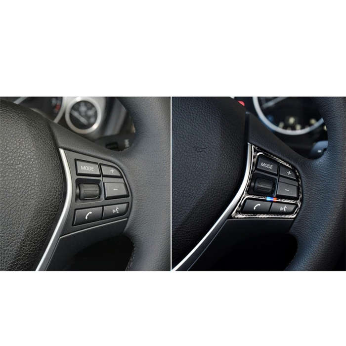 Three Color Carbon Fiber Car Steering Wheel Key Frame Decorative Sticker for BMW F20 2012-2018 / ...