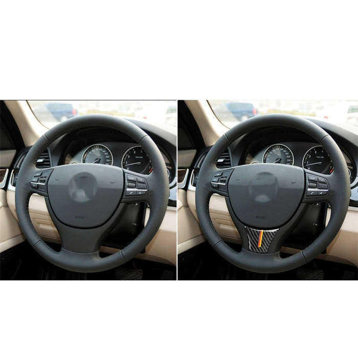B Edition Yellow Red Color Carbon Fiber Car Large Steering Wheel Decorative Sticker for BMW 5 Ser...