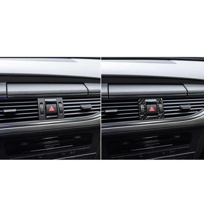 Car Carbon Fiber Warning Light Decorative Sticker for Audi A6 S6 C7 A7 S7 4G8 2012-2018, Left and...