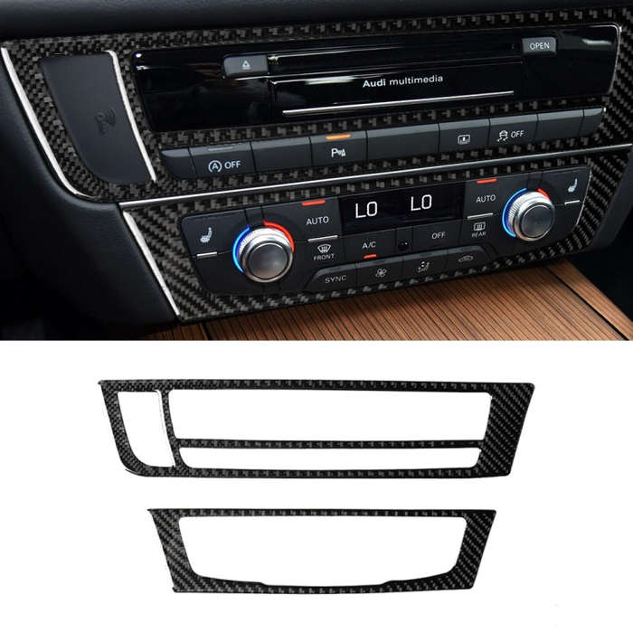 Car Carbon Fiber Air Conditioning CD Panel Decorative Sticker for Audi A6 S6 C7 A7 S7 4G8 2012-20...