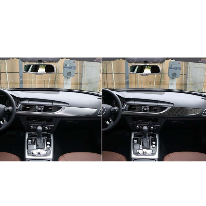 Car Carbon Fiber Dashboard Decorative Strip for Audi A6 S6 C7 A7 S7 4G8 2012-2018, Left Drive