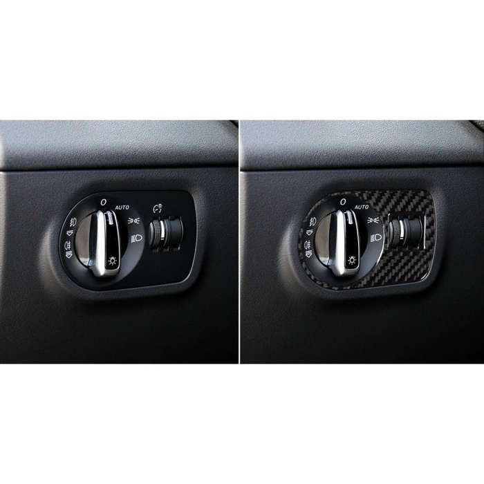 Car Carbon Fiber Headlight Switch Decorative Sticker for Audi TT 8n 8J MK123 TTRS 2008-2014, Left...