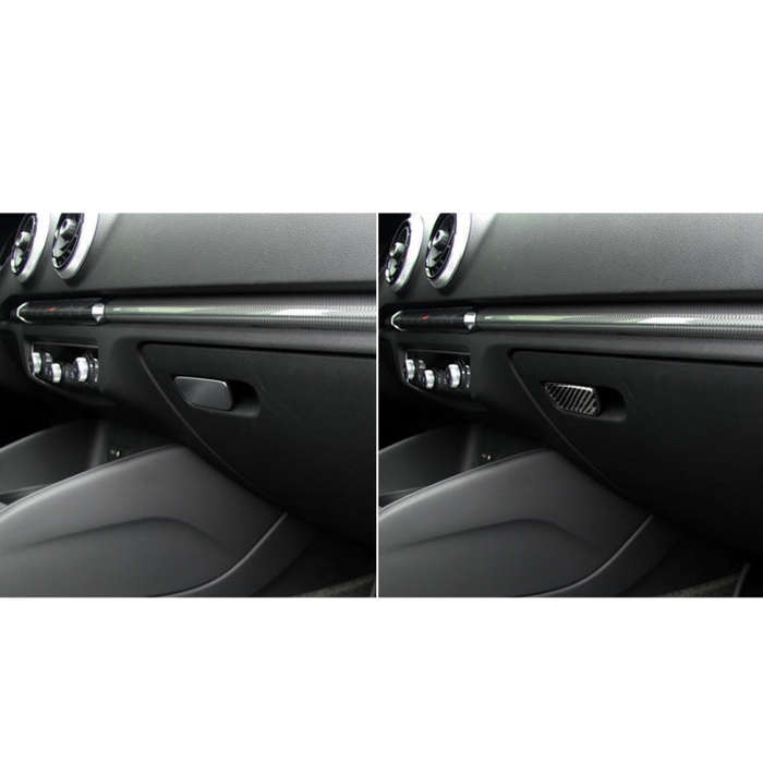 Car Carbon Fiber Passenger Seat Hand Box Switch Decorative Sticker for Audi A3 / 8V 2014-2019, Le...