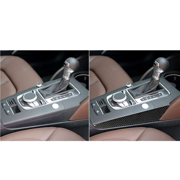 Car Carbon Fiber Gear Shift Position Side Panel Decorative Sticker for Audi A3 2014-2019, Right D...