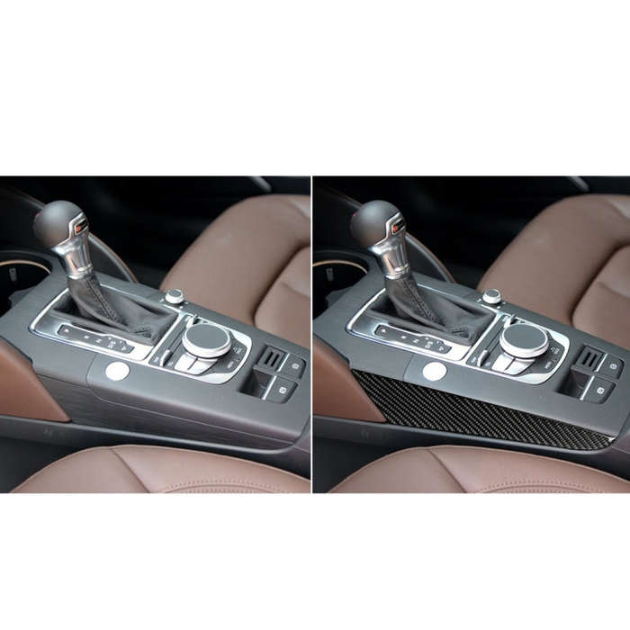 Car Carbon Fiber Gear Shift Position Side Panel Decorative Sticker for Audi A3 2014-2019, Left Drive