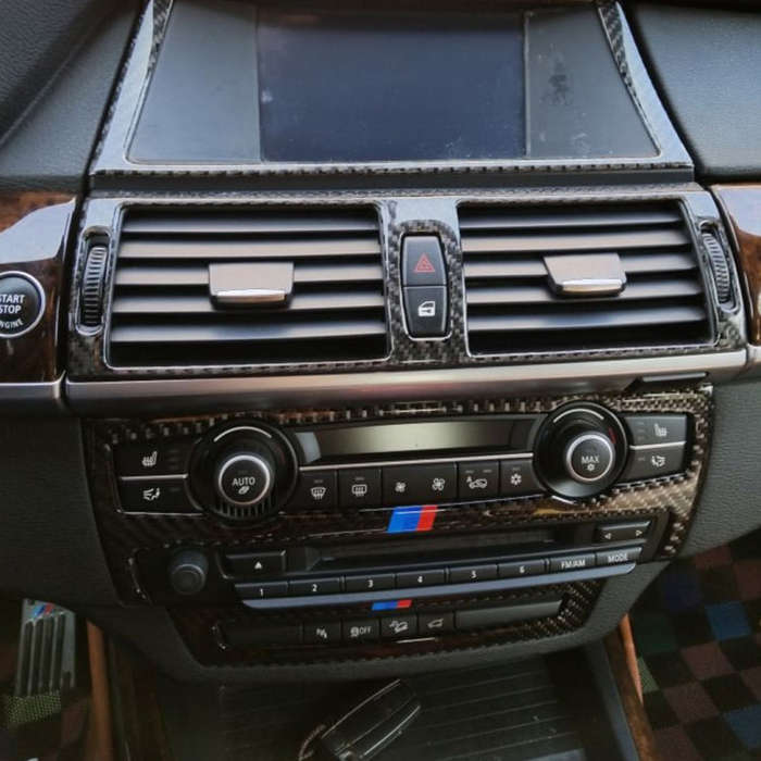 Car Carbon Fiber Solid Color Navigation Frame Decorative Sticker for BMW E70 X5 / E71 X6 2008-201...
