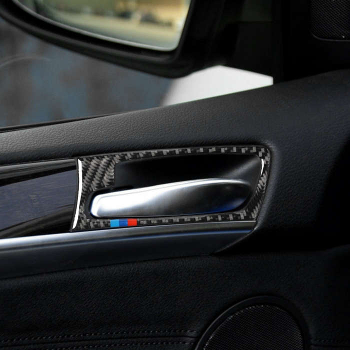 4 in 1 Car Carbon Fiber Tricolor Door Handle Decorative Sticker for BMW 2008-2014 X5 E70 / E71, L...