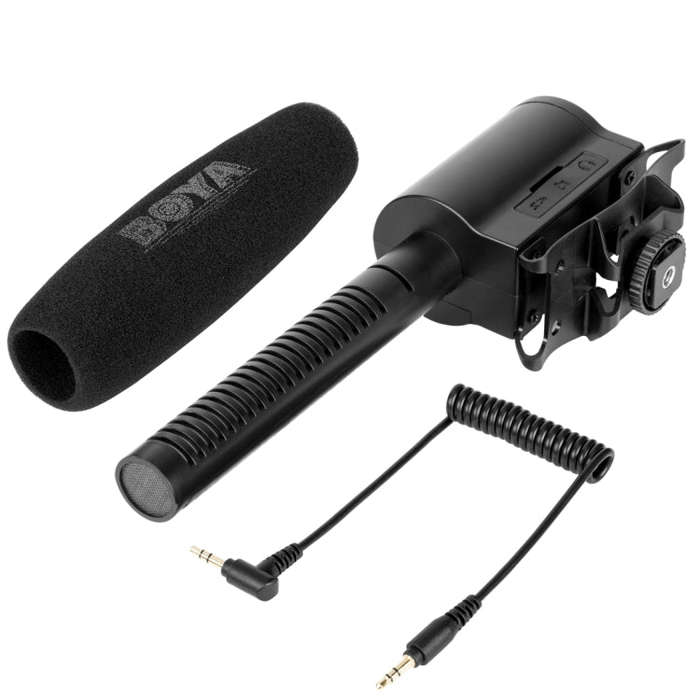 BOYA BY-DMR7 Shotgun Condenser Broadcast Microphone with LCD Display & Integrated Flash Recorder ...