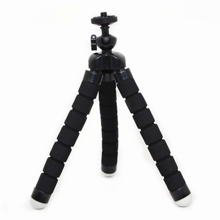 Mini Octopus Flexible Foam Tripod Holder with Phone Clamp & Remote Control(Black)