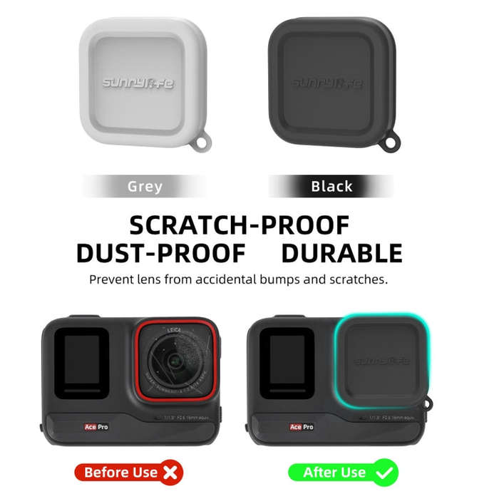 For Insta360 Ace / Ace Pro Sunnylife Silicone Lens Cap Protector Lens Cover (Grey)