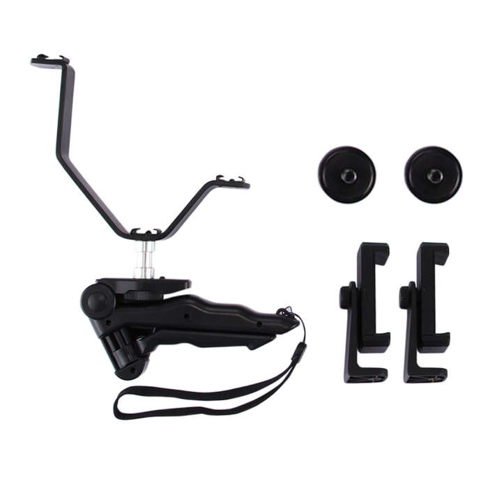 Smartphone Live Broadcast Bracket Grip Folding Tripod Holder Kits with 2x Phone Clips , For iPhon...