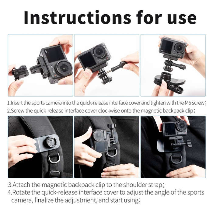 STARTRC 360 Degree Rotation Backpack Clip Magnetic Suction Mount (Black)