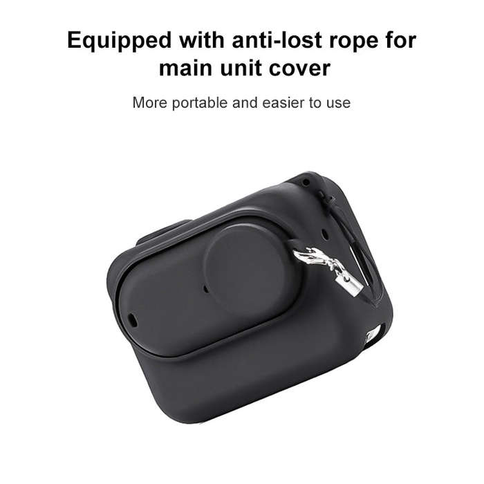 For Insta360 GO 3 Camera Body Charging Case Silicone Case with Lens Cap & Strap (White)
