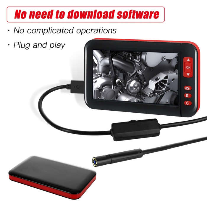 P20 4.3 Inch Screen Display HD1080P Inspection Endoscope with 8 LEDs, Length: 5m, Lens Diameter: ...