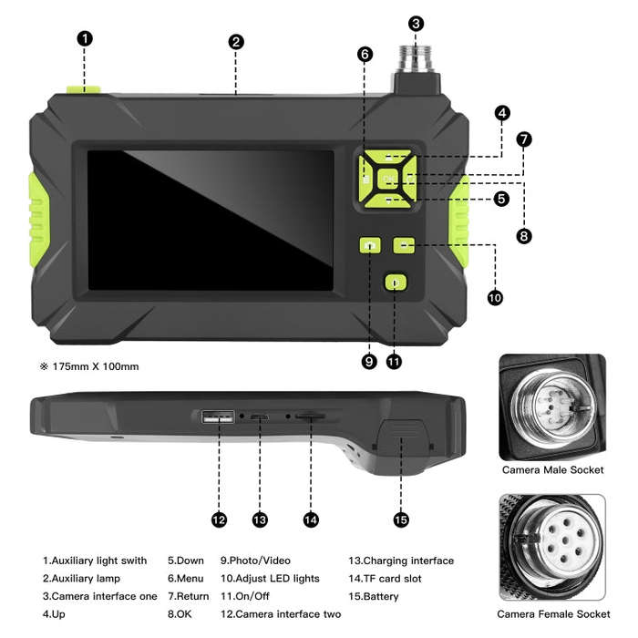 P30 8mm IP67 Waterproof 4.3 inch HD Portable Endoscope Hard Cable Industrial Endoscope, Cable Len...