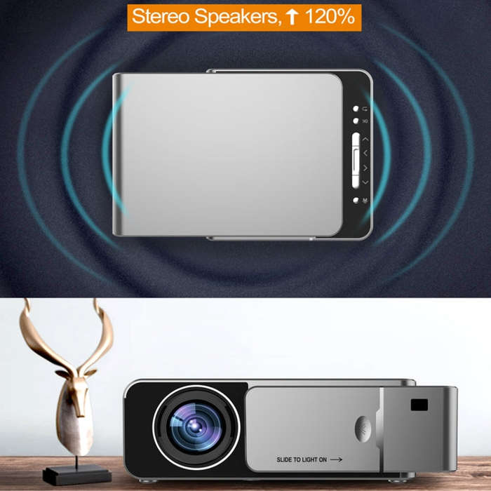 T6 3500ANSI Lumens 1080P LCD Mini Theater Projector, Standard Version, US Plug(Silver)