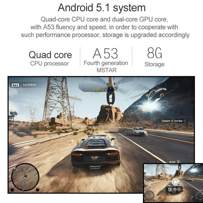 Wejoy K5+ 3400 Lumen 1280x1080 1080P Android 5.1 HD Bluetooth WiFi Smart 3D Ultra-Short Focus Pro...