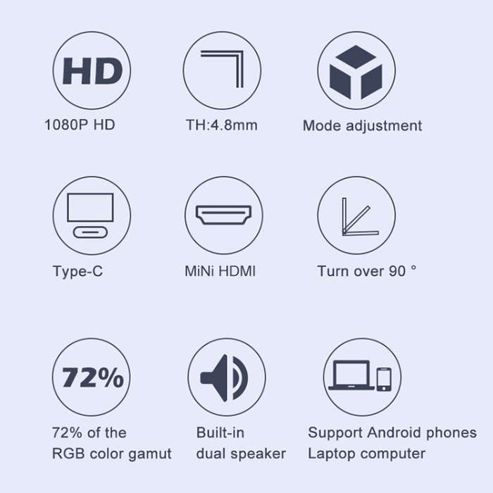 M8 14inch 1080P Ultra-thin HD Portable Narrow-edge Display