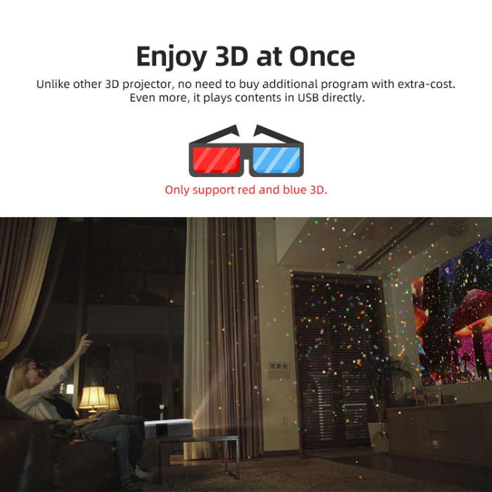 AUN U001 4K 18000 Lumens Portable Home Theater LED HD Digital Projector (US Plug)
